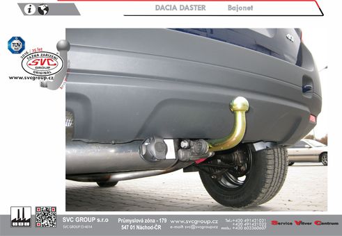 Tažné zařízení Dacia Duster
Maximální zatížení 75 kg
Maximální svislé zatížení bottom kg
Katalogové číslo 002-275