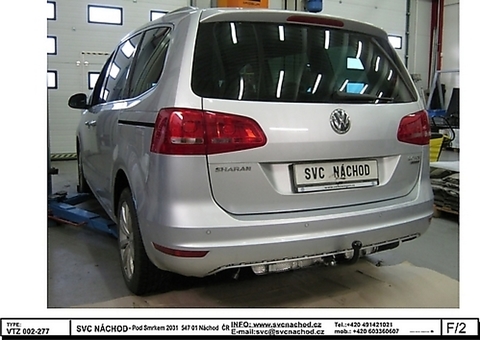Tažné zařízení VW Sharan  2010 - Včetně 4-Motion 7N
Maximální zatížení 100 kg
Maximální svislé zatížení bottom kg
Katalogové číslo 002-277