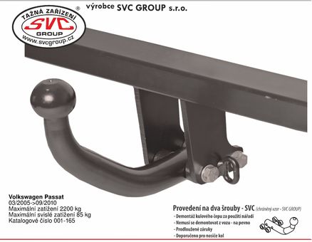 Tažné zařízení VW Passat Combi 2006 - 2010
Maximální zatížení 85 kg
Maximální svislé zatížení bottom kg
Katalogové číslo 001-165