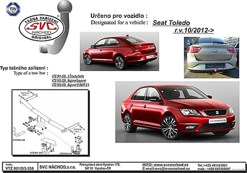 Tažné zařízení Seat Toledo 2012
Maximální zatížení 75 kg
Maximální svislé zatížení bottom kg
Katalogové číslo 001-338