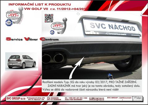 Tažné zařízení VW Golf VII 2012-2017
Maximální zatížení 85 kg
Maximální svislé zatížení bottom kg
Katalogové číslo 002-348