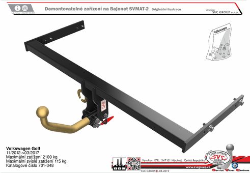 Tažné zařízení Volkswagen Golf VII 2012-2017
Maximální zatížení 115 kg
Maximální svislé zatížení bottom kg
Katalogové číslo 701-348