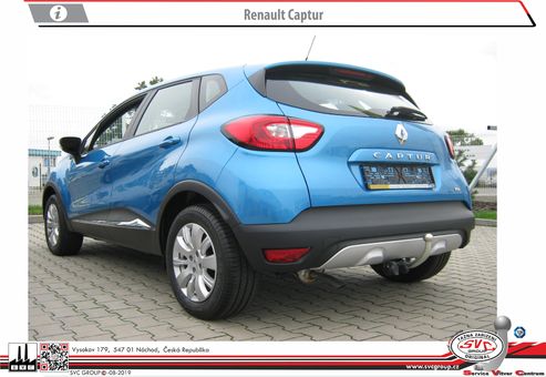 Tažné zařízení Renault Captur
Maximální zatížení 75 kg
Maximální svislé zatížení bottom kg
Katalogové číslo 002-352