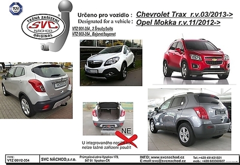 Tažné zařízení Opel Mokka  2012 -
Maximální zatížení 75 kg
Maximální svislé zatížení bottom kg
Katalogové číslo 001-354