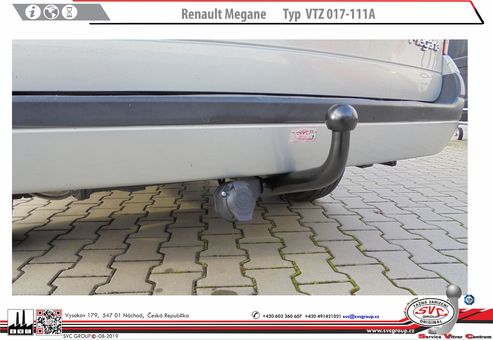 Tažné zařízení Renault Megane Sedan Typ I. CLASSIC
Maximální zatížení 75 kg
Maximální svislé zatížení bottom kg
Katalogové číslo 017-111A