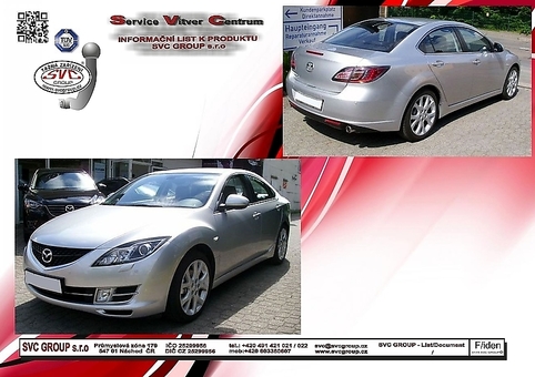Tažné zařízení Mazda 6 SDN  2008 - 2013
Maximální zatížení 85 kg
Maximální svislé zatížení bottom kg
Katalogové číslo 001-431