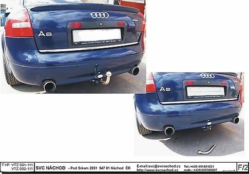 Tažné zařízení Audi A6 Sedan 4x4 (97->04)
Maximální zatížení 85 kg
Maximální svislé zatížení bottom kg
Katalogové číslo 002-111
