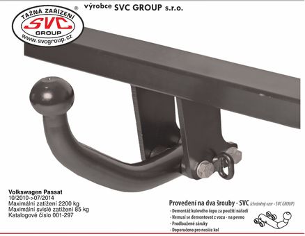 Tažné zařízení VW Passat 2010 - 2014
Maximální zatížení 85 kg
Maximální svislé zatížení bottom kg
Katalogové číslo 001-297
