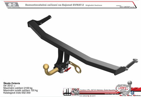 Tažné zařízení Škoda Octavia 2013-
Maximální zatížení 120 kg
Maximální svislé zatížení middle_bottom_prep kg
Katalogové číslo 002-350