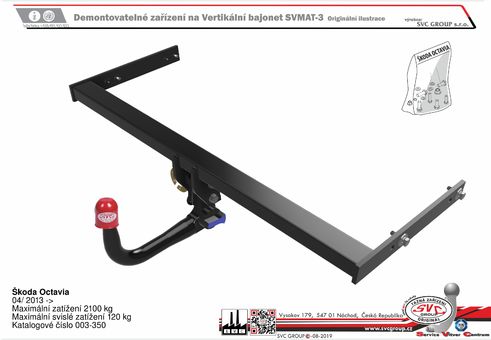 Tažné zařízení Škoda Octavia 2013-
Maximální zatížení 120 kg
Maximální svislé zatížení middle_bottom_prep kg
Katalogové číslo 003-350