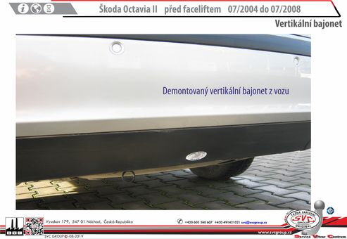 Tažné zařízení Škoda Octavia Sedan 2004-2008
Maximální zatížení 100 kg
Maximální svislé zatížení bottom kg
Katalogové číslo 003-138