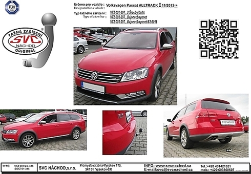 Tažné zařízení VW Passat Alltrack  2012 - 2014
Maximální zatížení 85 kg
Maximální svislé zatížení bottom kg
Katalogové číslo 001-297