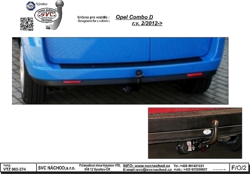 Tažné zařízení Opel Combo D - 2018
Maximální zatížení 65 kg
Maximální svislé zatížení bottom kg
Katalogové číslo 002-274