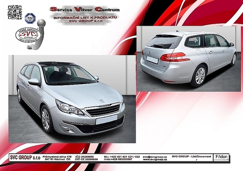 Tažné zařízení Peugeot 308 Combi
Maximální zatížení 100 kg
Maximální svislé zatížení bottom kg
Katalogové číslo 001-419