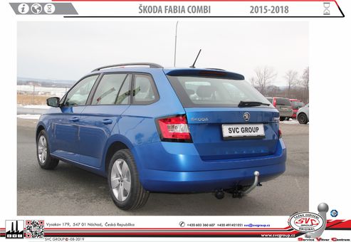 Tažné zařízení Fabia Combi 2015-2018
Maximální zatížení 85 kg
Maximální svislé zatížení bottom kg
Katalogové číslo 002-379