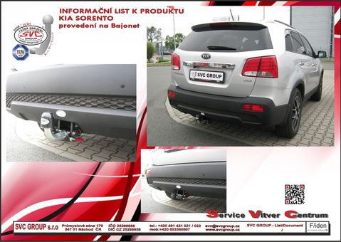 Tažné zařízení Kia Sorento
Maximální zatížení 120 kg
Maximální svislé zatížení bottom kg
Katalogové číslo 002-380