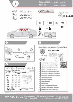 Tažné zařízení A1 a Sportback
Maximální zatížení 85 kg
Maximální svislé zatížení bottom kg
Katalogové číslo 002-374