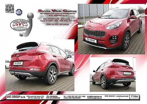 Tažné zařízení Kia Sportage 2016 - 2018
Maximální zatížení 110 kg
Maximální svislé zatížení bottom kg
Katalogové číslo 001-405