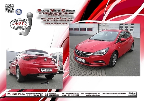 Tažné zařízení Opel Astra K
Maximální zatížení 95 kg
Maximální svislé zatížení bottom kg
Katalogové číslo 003-414