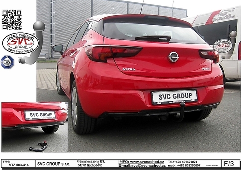 Tažné zařízení Opel Astra K
Maximální zatížení 95 kg
Maximální svislé zatížení bottom kg
Katalogové číslo 003-414