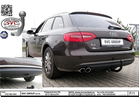 Tažné zařízení Audi A4 Kombi 2008 - 2015
Maximální zatížení 145 kg
Maximální svislé zatížení bottom kg
Katalogové číslo 003-406
