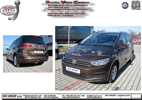 Tažné zařízení VW Touran 2015 +
Maximální zatížení 120 kg
Maximální svislé zatížení bottom kg
Katalogové číslo 002-409