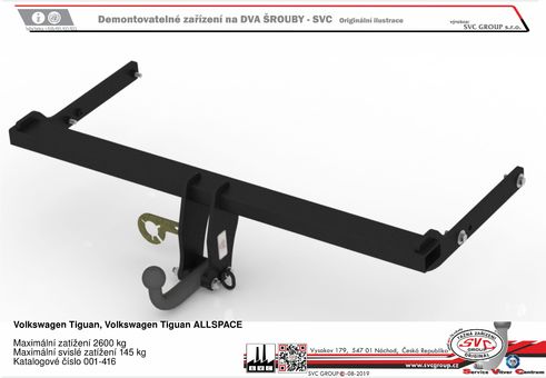 Tažné zařízení VW Tiguan 2016 -
Maximální zatížení 145 kg
Maximální svislé zatížení bottom kg
Katalogové číslo 001-416