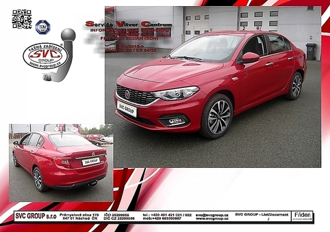 Tažné zařízení Fiat Tipo Sedan 2014 -
Maximální zatížení 100 kg
Maximální svislé zatížení bottom kg
Katalogové číslo 001-422