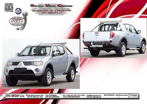 Tažné zařízení Mitsubishi L200
Maximální zatížení 195 kg
Maximální svislé zatížení bottom kg
Katalogové číslo 002-426