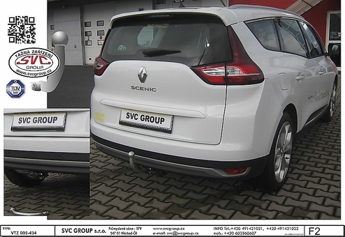 Tažné zařízení Renault Grand Scenic  IV
Maximální zatížení 100 kg
Maximální svislé zatížení bottom kg
Katalogové číslo 002-434