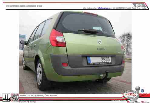 Tažné zařízení Renault Scenic  2003 - 2009
Maximální zatížení 75 kg
Maximální svislé zatížení bottom kg
Katalogové číslo 001-179