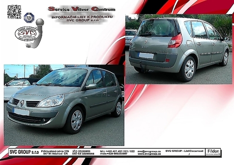 Tažné zařízení Renault Scenic  2003 - 2009
Maximální zatížení 75 kg
Maximální svislé zatížení bottom kg
Katalogové číslo 001-179