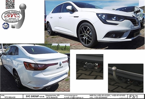 Tažné zařízení Megane Grand Coupe Typ IV. Sedan K-9
Maximální zatížení 95 kg
Maximální svislé zatížení bottom kg
Katalogové číslo 002-435