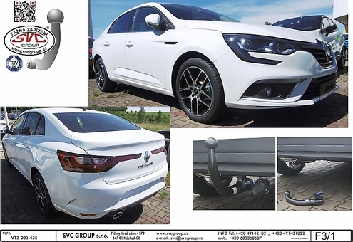 Tažné zařízení Renault Megane Grand Coupe 2016 +
Maximální zatížení 95 kg
Maximální svislé zatížení bottom kg
Katalogové číslo 003-435