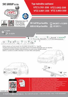 Tažné zařízení VW Golf VII 2017- 2019
Maximální zatížení 115 kg
Maximální svislé zatížení bottom kg
Katalogové číslo 3.002-350