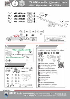 Tažné zařízení VW Golf VII 2017- 2019
Maximální zatížení 115 kg
Maximální svislé zatížení bottom kg
Katalogové číslo 3.002-350