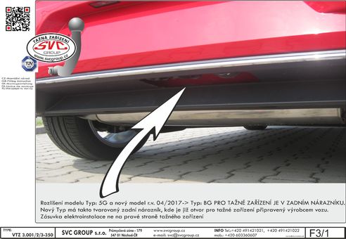 Tažné zařízení VW Golf VII 2017- 2019
Maximální zatížení 115 kg
Maximální svislé zatížení bottom kg
Katalogové číslo 3.002-350