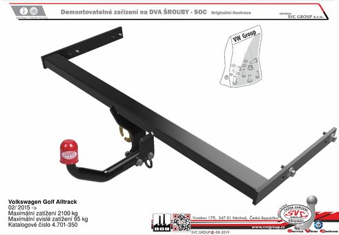 Tažné zařízení VW Golf Alltrack  2013-
Maximální zatížení 95 kg
Maximální svislé zatížení bottom kg
Katalogové číslo 4.701-350