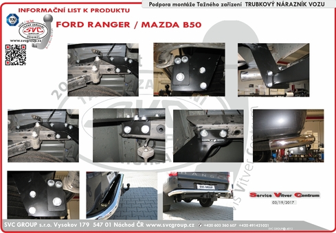 Tažné zařízení Ford Ranger
Maximální zatížení 200 kg
Maximální svislé zatížení bottom kg
Katalogové číslo 004-437