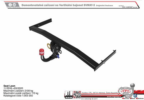 Tažné zařízení Seat Leon a Leon ST  2020 -
Maximální zatížení 115 kg
Maximální svislé zatížení middle_bottom_prep kg
Katalogové číslo 1.003-350