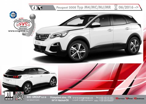 Tažné zařízení Peugeot 3008  a Crossway 2016 -
Maximální zatížení 100 kg
Maximální svislé zatížení bottom kg
Katalogové číslo 002-459