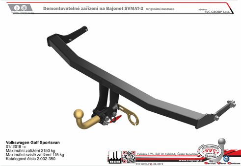 Tažné zařízení VW Golf VII Sportvan 01/2018-
Maximální zatížení 115 kg
Maximální svislé zatížení middle_bottom_prep kg
Katalogové číslo 2.002-350