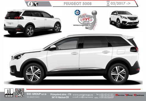 Tažné zařízení Peugeot 5008   03/ 2017 ->
Maximální zatížení 100 kg
Maximální svislé zatížení bottom kg
Katalogové číslo 002-475