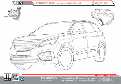Tažné zařízení Peugeot 5008   03/ 2017 ->
Maximální zatížení 100 kg
Maximální svislé zatížení bottom kg
Katalogové číslo 002-475