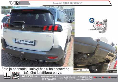 Tažné zařízení Peugeot 5008   03/ 2017 ->
Maximální zatížení 100 kg
Maximální svislé zatížení bottom kg
Katalogové číslo 002-475