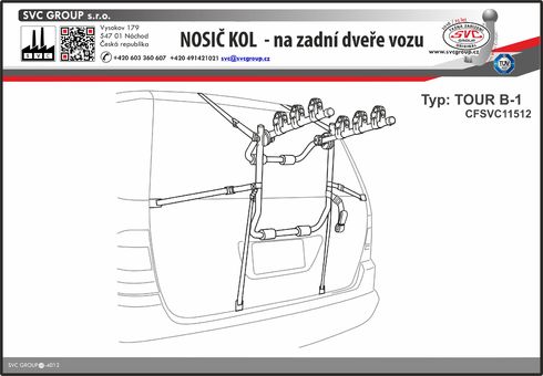 nosič bike na zadní dveře vozu pro 3 kola 
dodavatel výrobce tažných zařízení 