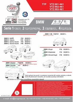 Tažné zařízení BMW 2 + Active Tourer
Maximální zatížení 100 kg
Maximální svislé zatížení bottom kg
Katalogové číslo 001-461