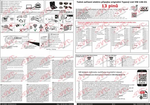 Originální elektroinstalace pro tažné zařízení typový List 