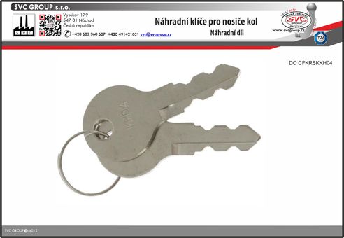 Náhradní klíče pro nosiče kolna tažné zařízení.
SVC GROUP  
