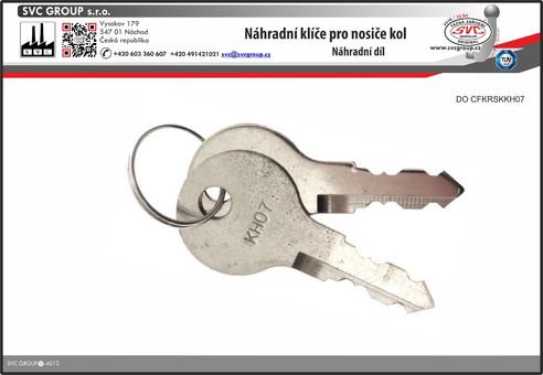 Náhradní Klíče k zámku pro nosiče kol KH 08